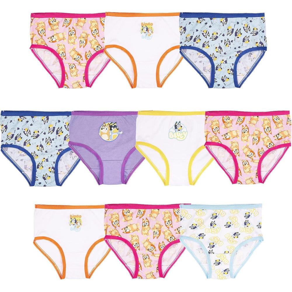 image100 Soft Combed Cotton 10Pack Underwear Sizes 23T 4T 4 6 and 810pack Bluey