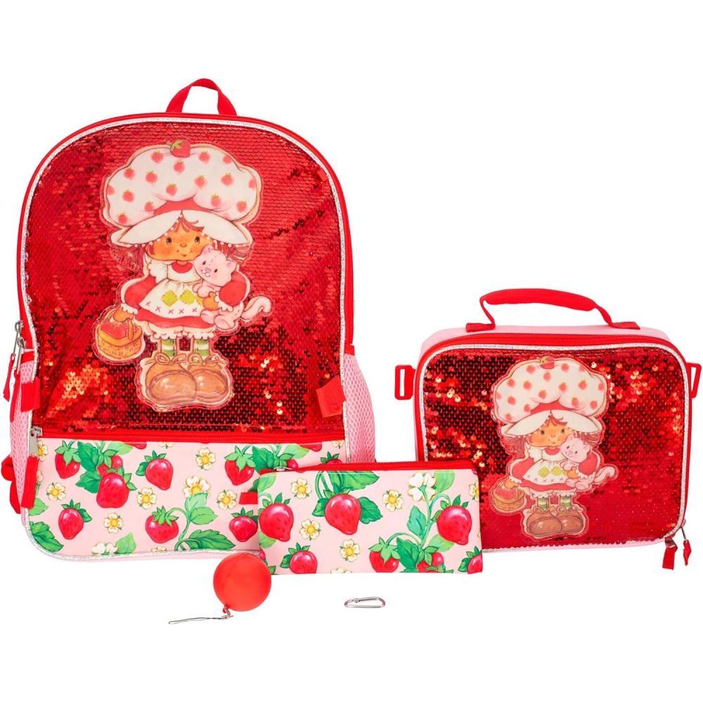 imageAI ACCESSORY INNOVATIONS Bluey 4 Piece Backpack Set for Pre School Girls ampamp Boys Kids 16quot School BagStrawberry Shortcake