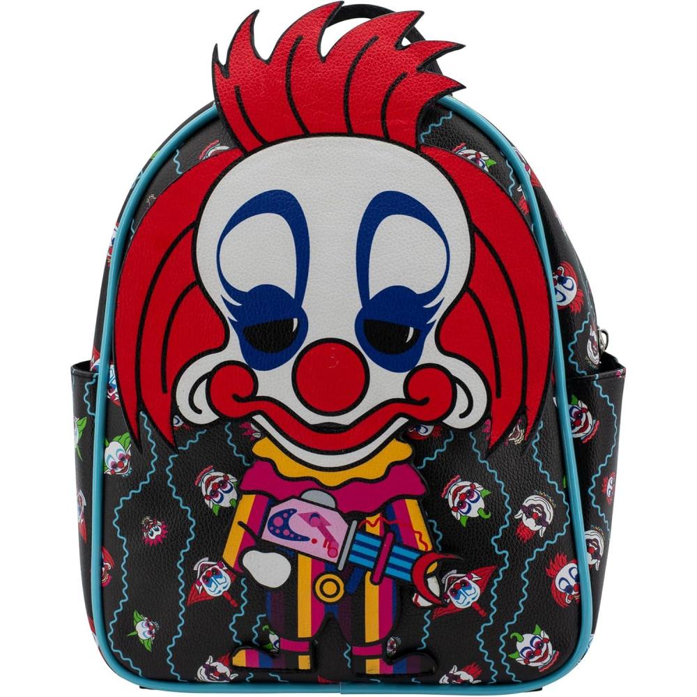 imageAI ACCESSORY INNOVATIONS Bluey Big Face Mini Cosplay PU Backpack Purse Shoulder Bag with Epoxy Filled Metal Pineapple Charm 105 Inch Adjustable Straps Faux LeatherKiller Clowns from Outer Space