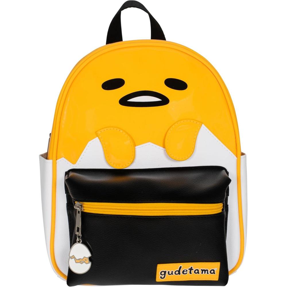 imageAI ACCESSORY INNOVATIONS Bluey Big Face Mini Cosplay PU Backpack Purse Shoulder Bag with Epoxy Filled Metal Pineapple Charm 105 Inch Adjustable Straps Faux LeatherGudetama
