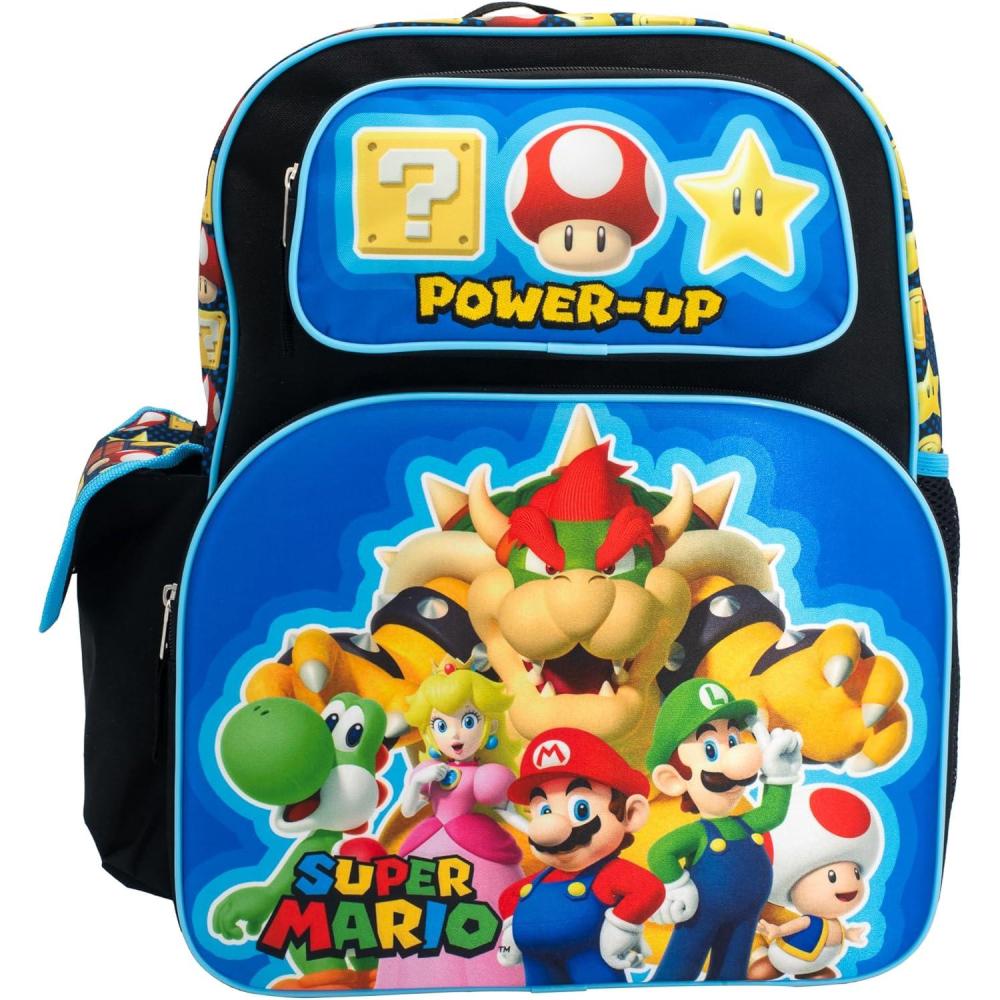 imageAI ACCESSORY INNOVATIONS Bluey ampamp Bingo 2 in 1 kids Backpack 16quot School Bag with Insulated Pocket ampamp Bento Box for Boys ampamp Girls BlueSuper Mario