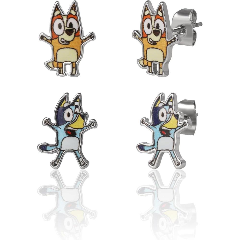 imageBingo and Bluey Earrings for Girls Official License Girls Stud Earrings 2 Pairs Bluey Jewelry