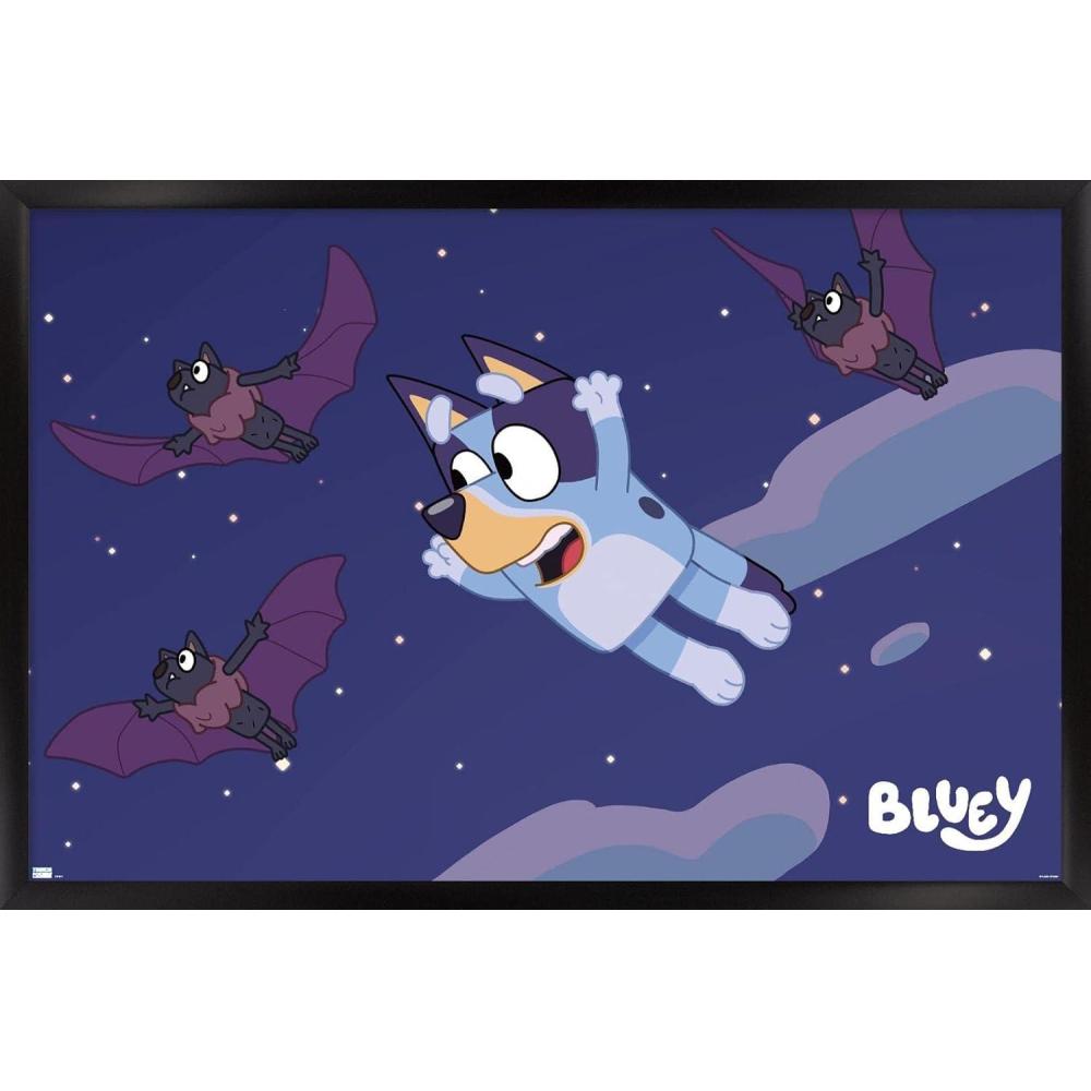 imageBluey Bats Wall Poster 19Lquot x 13Wquot Premium Unframed VersionBlack Framed Version