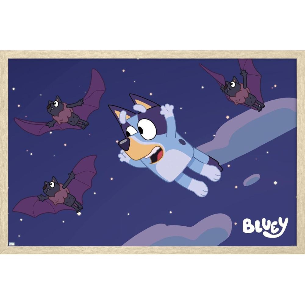 imageBluey Bats Wall Poster 19Lquot x 13Wquot Premium Unframed VersionBlonde Framed Version