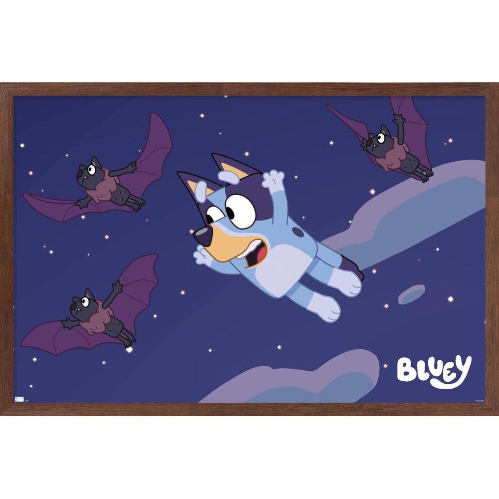 imageBluey Bats Wall Poster 19Lquot x 13Wquot Premium Unframed VersionMahogany Framed Version