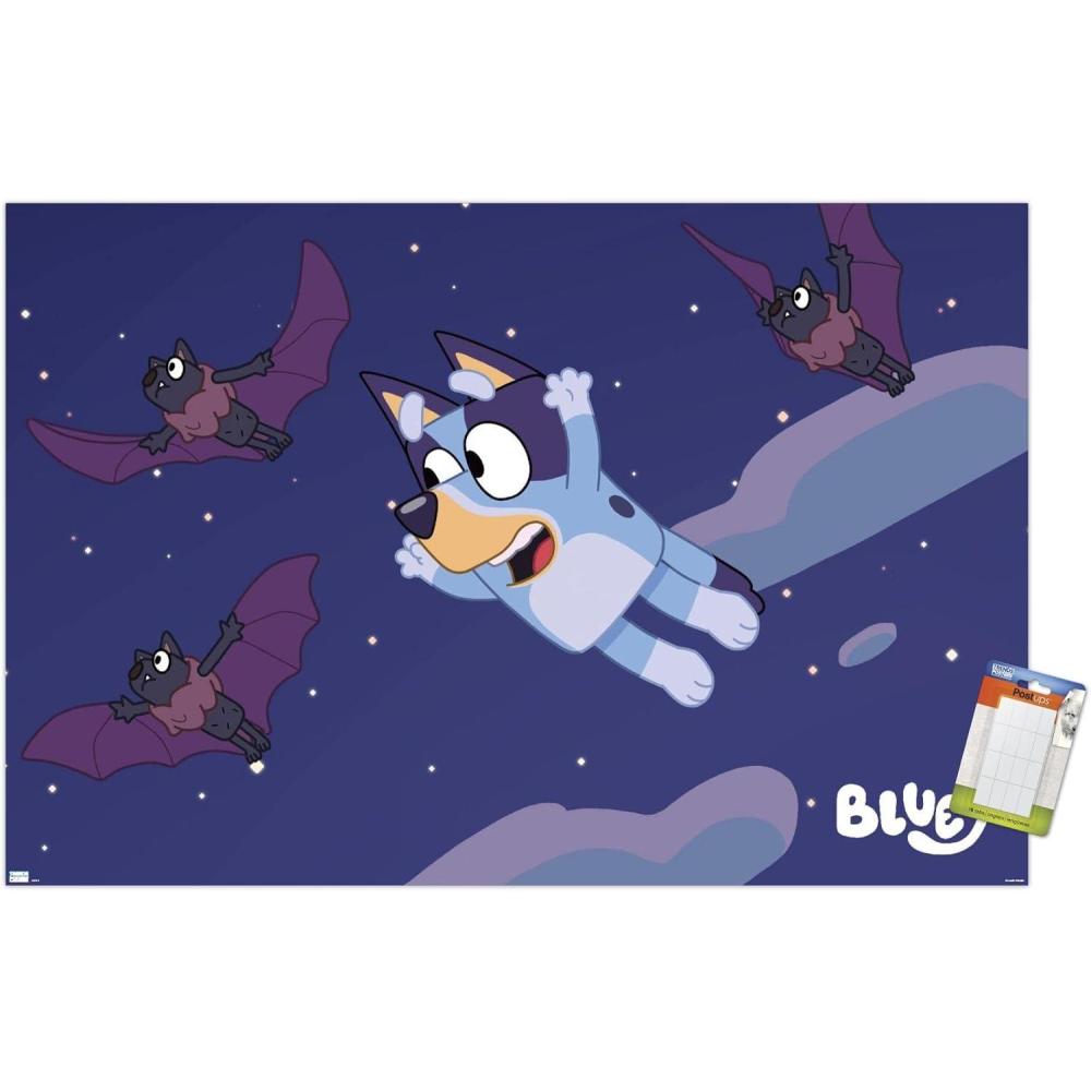 imageBluey Bats Wall Poster 19Lquot x 13Wquot Premium Unframed VersionPoster Mount Bundle