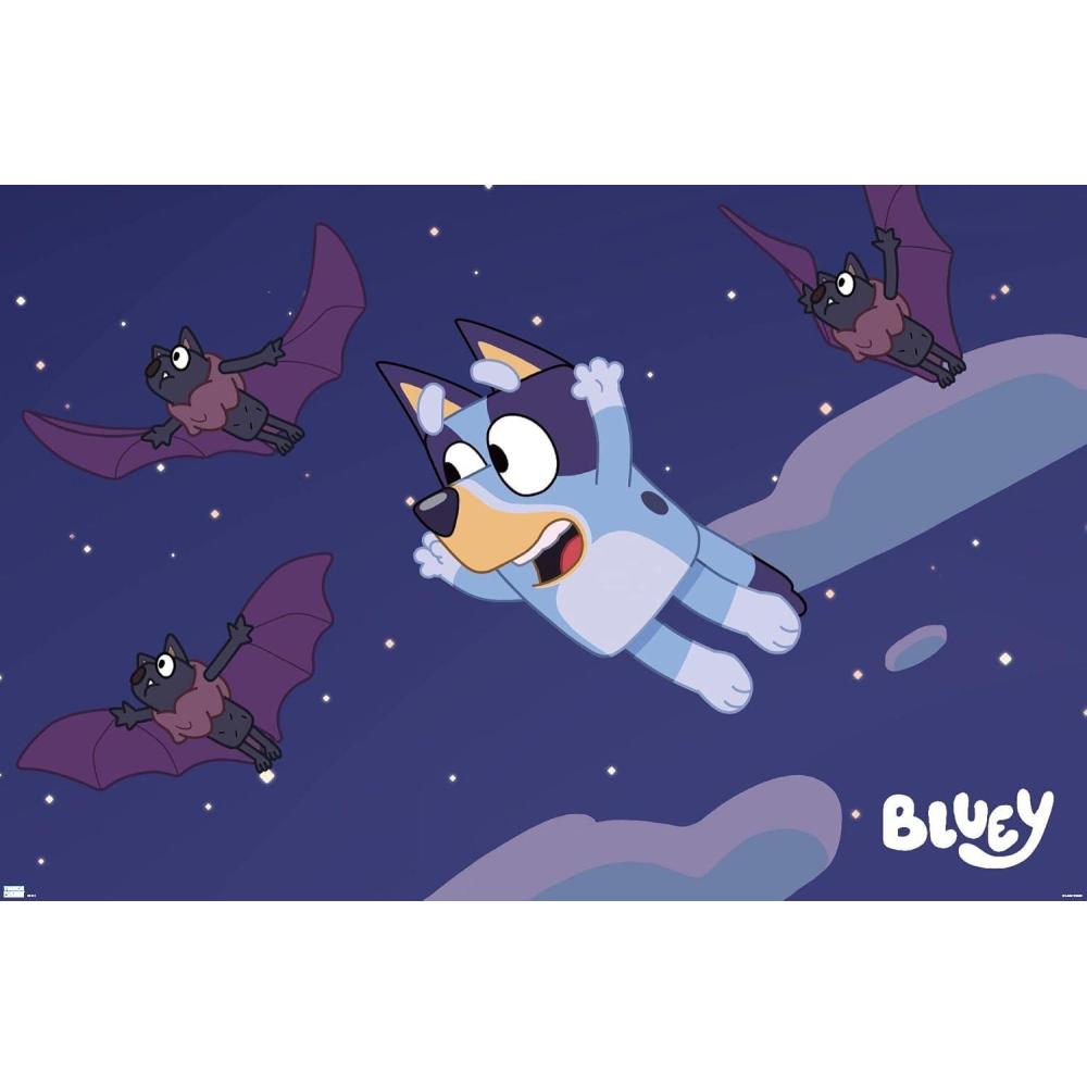 imageBluey Bats Wall Poster 19Lquot x 13Wquot Premium Unframed VersionPremium Unframed Version