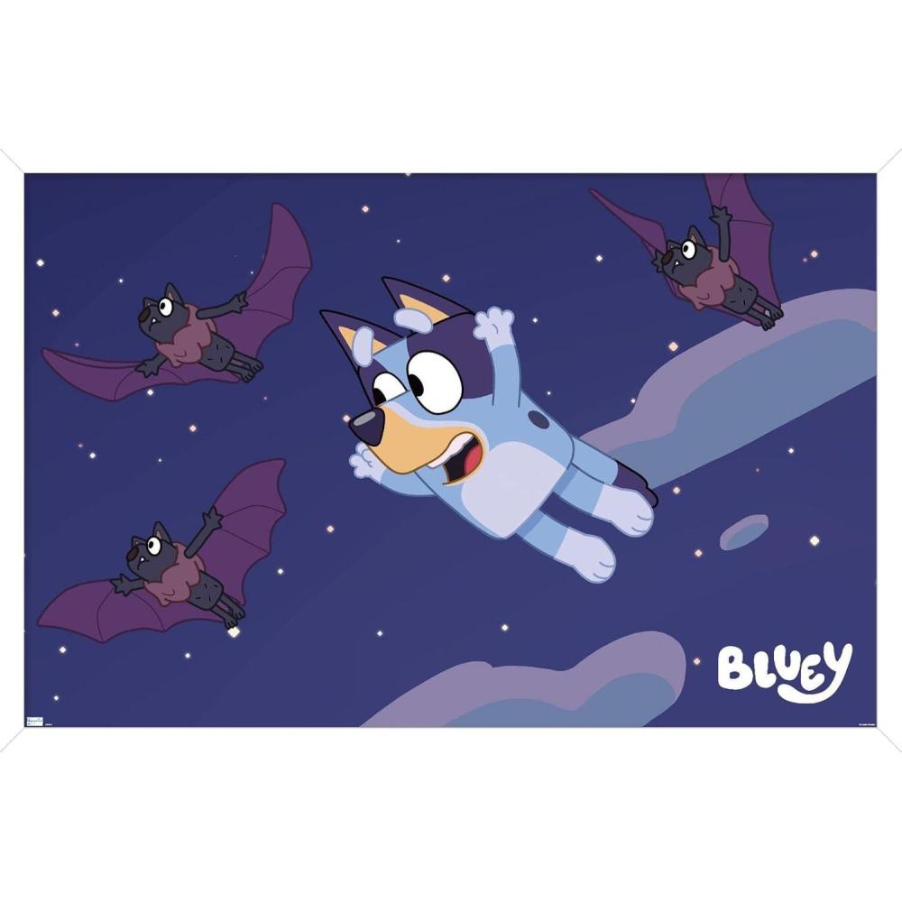 imageBluey Bats Wall Poster 19Lquot x 13Wquot Premium Unframed VersionWhite Framed Version