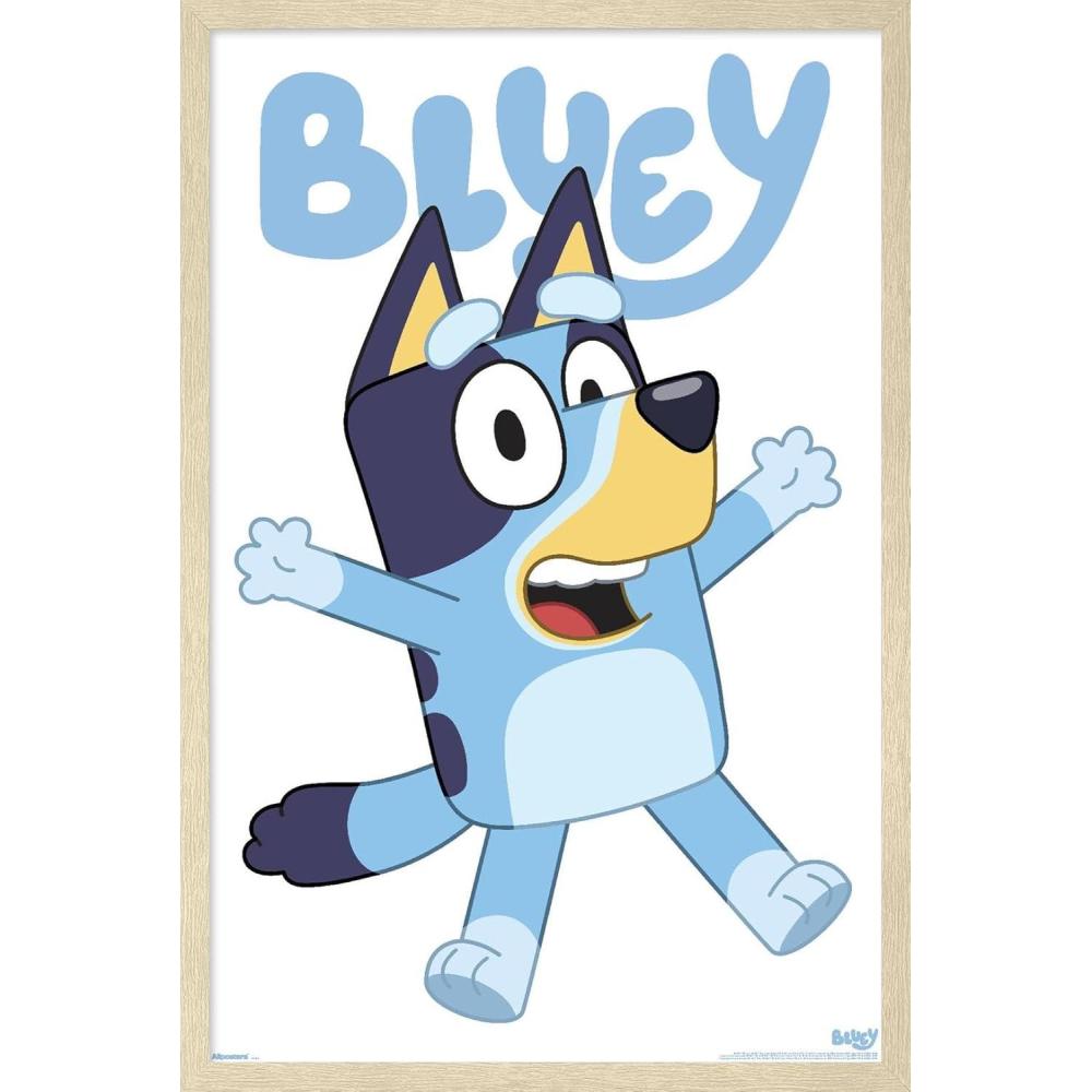 imageBluey Bluey Feature Series Wall Poster 19Lquot x 13Wquot Premium Unframed VersionBlonde Framed Version