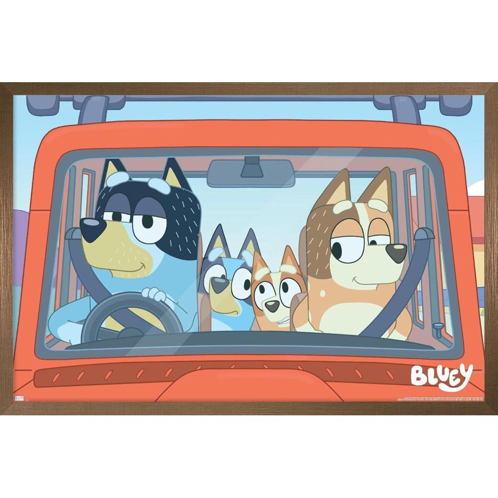 imageBluey Car Ride Wall Poster 19Lquot x 13Wquot Premium Unframed VersionBronze Framed Version