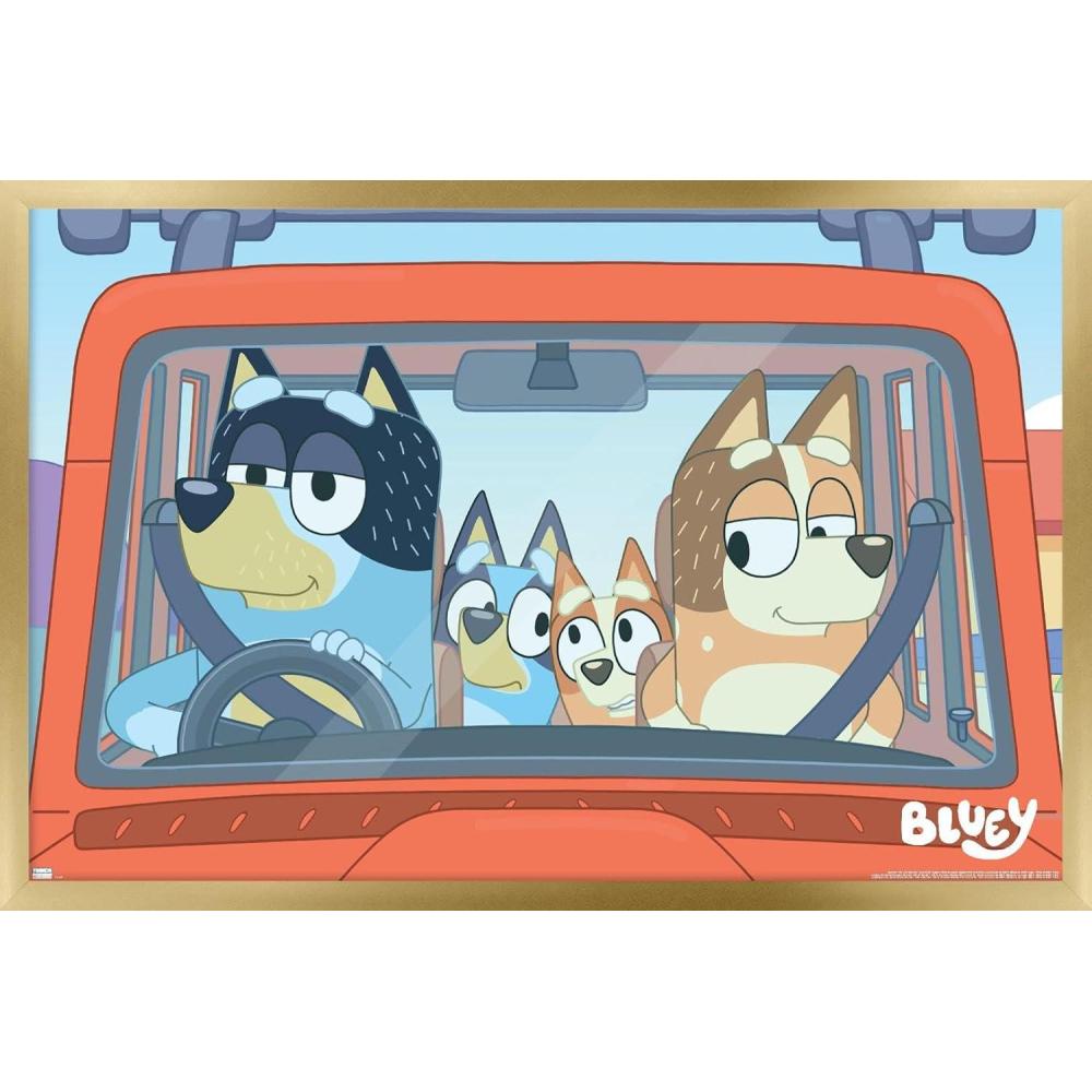 imageBluey Car Ride Wall Poster 19Lquot x 13Wquot Premium Unframed VersionGold Framed Version