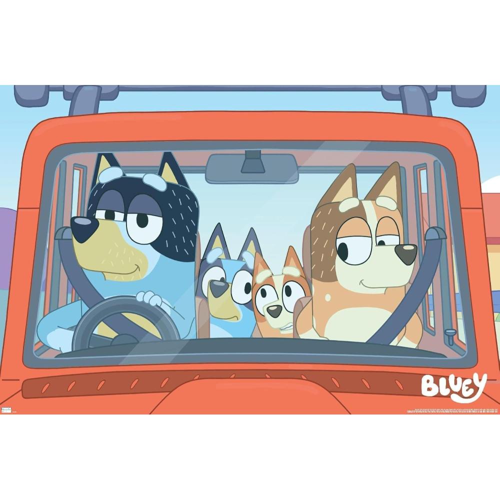 imageBluey Car Ride Wall Poster 19Lquot x 13Wquot Premium Unframed VersionPremium Unframed Version