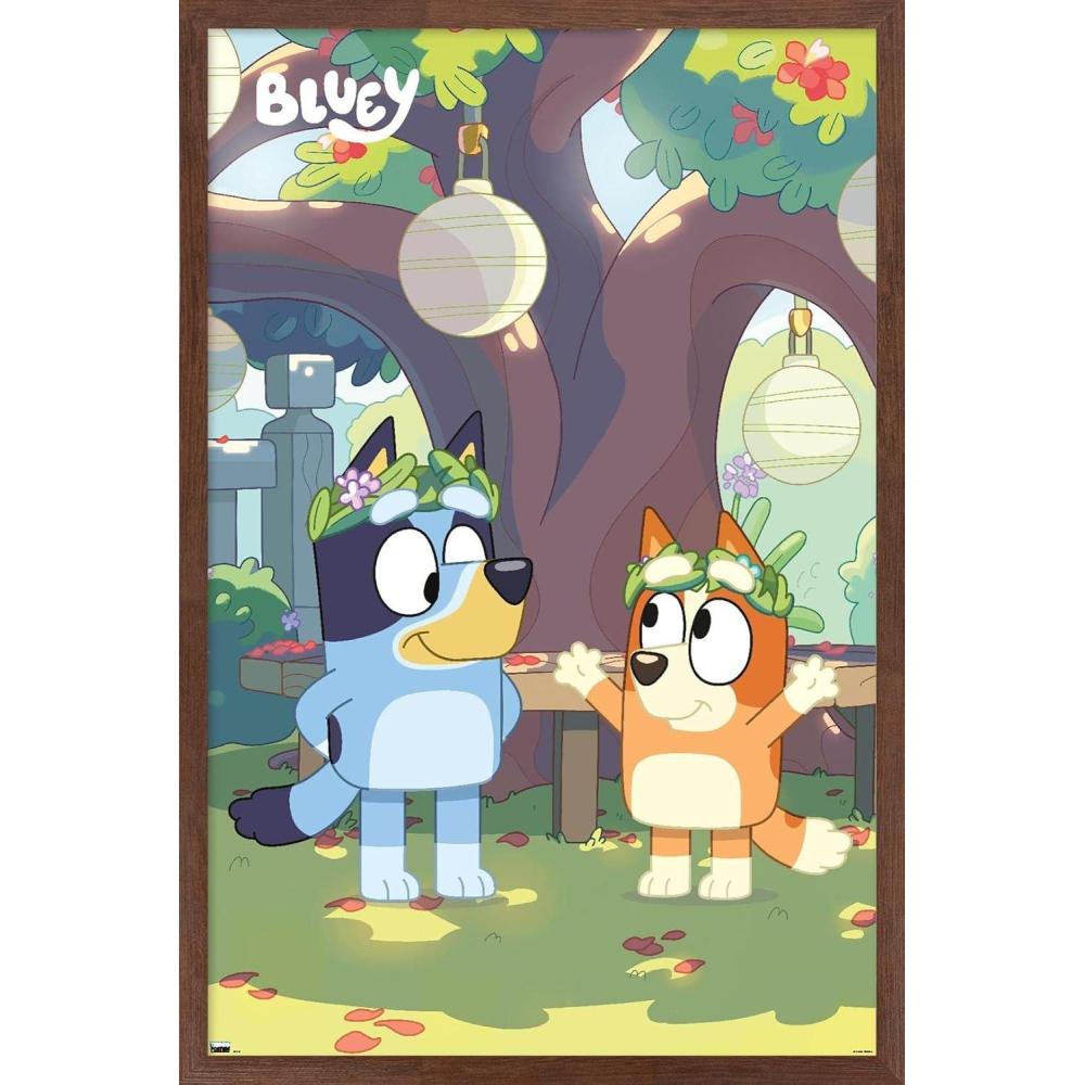 imageBluey Duo Wall Poster 19Lquot x 13Wquot Premium Unframed VersionMahogany Framed Version