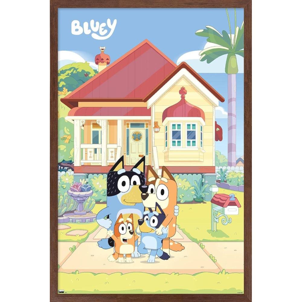 imageBluey Family Wall Poster 19Lquot x 13Wquot Premium Unframed VersionMahogany Framed Version