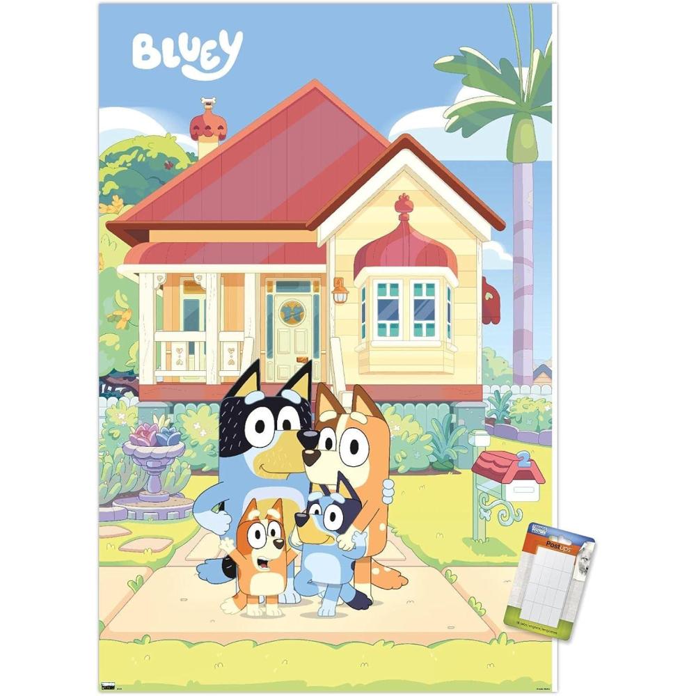imageBluey Family Wall Poster 19Lquot x 13Wquot Premium Unframed VersionPoster Mount Bundle