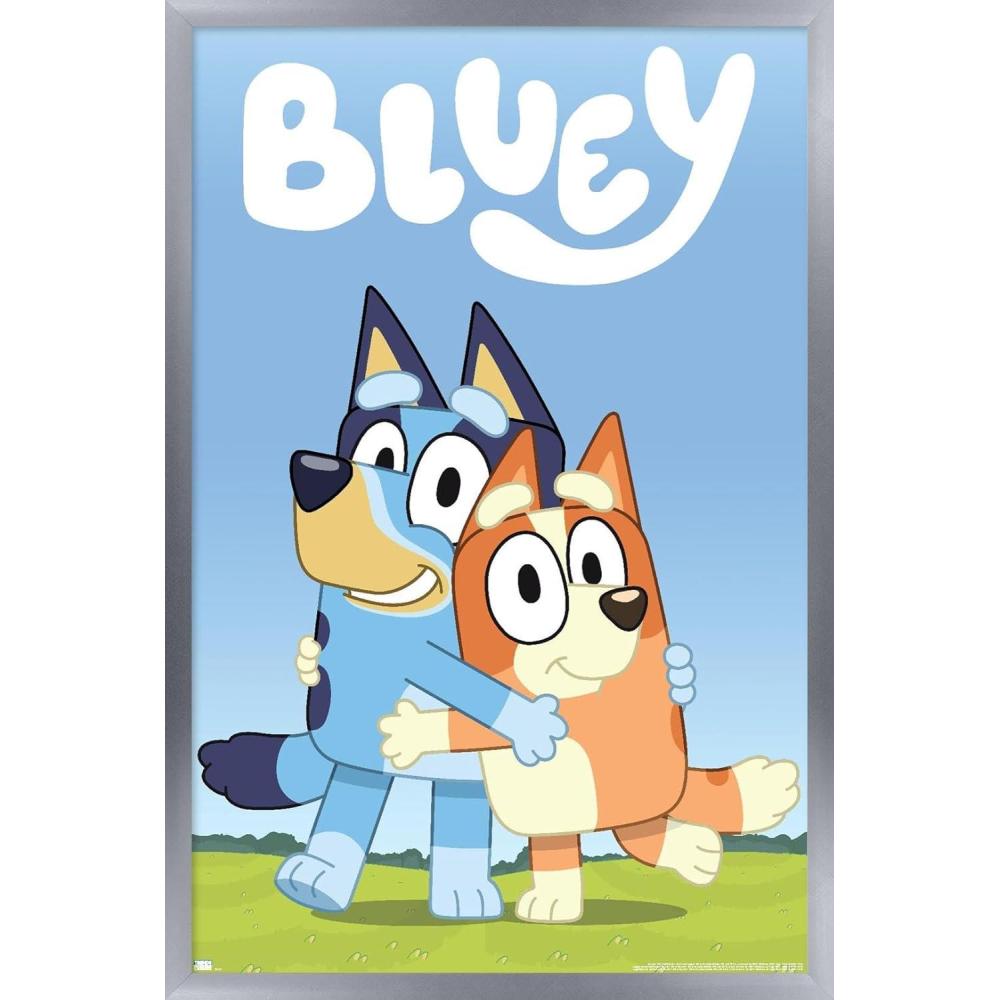 imageBluey Hug Wall Poster 224Lquot x 147Wquot Barnwood Framed VersionSilver Framed Version