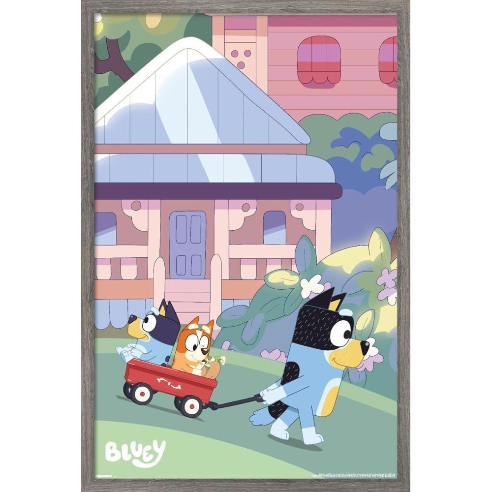 imageBluey Walking Wall Poster 224Lquot x 147Wquot Premium Unframed VersionBarnwood Framed Version