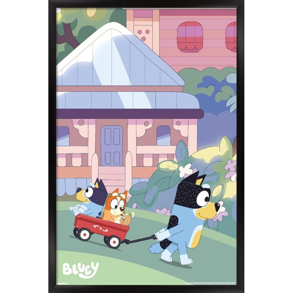 imageBluey Walking Wall Poster 224Lquot x 147Wquot Premium Unframed VersionBlack Framed Version
