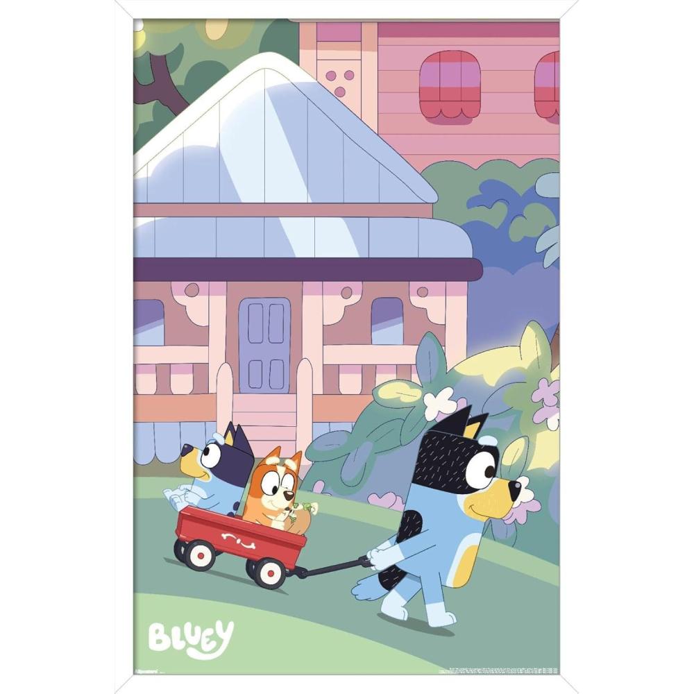 imageBluey Walking Wall Poster 224Lquot x 147Wquot Premium Unframed VersionWhite Framed Version