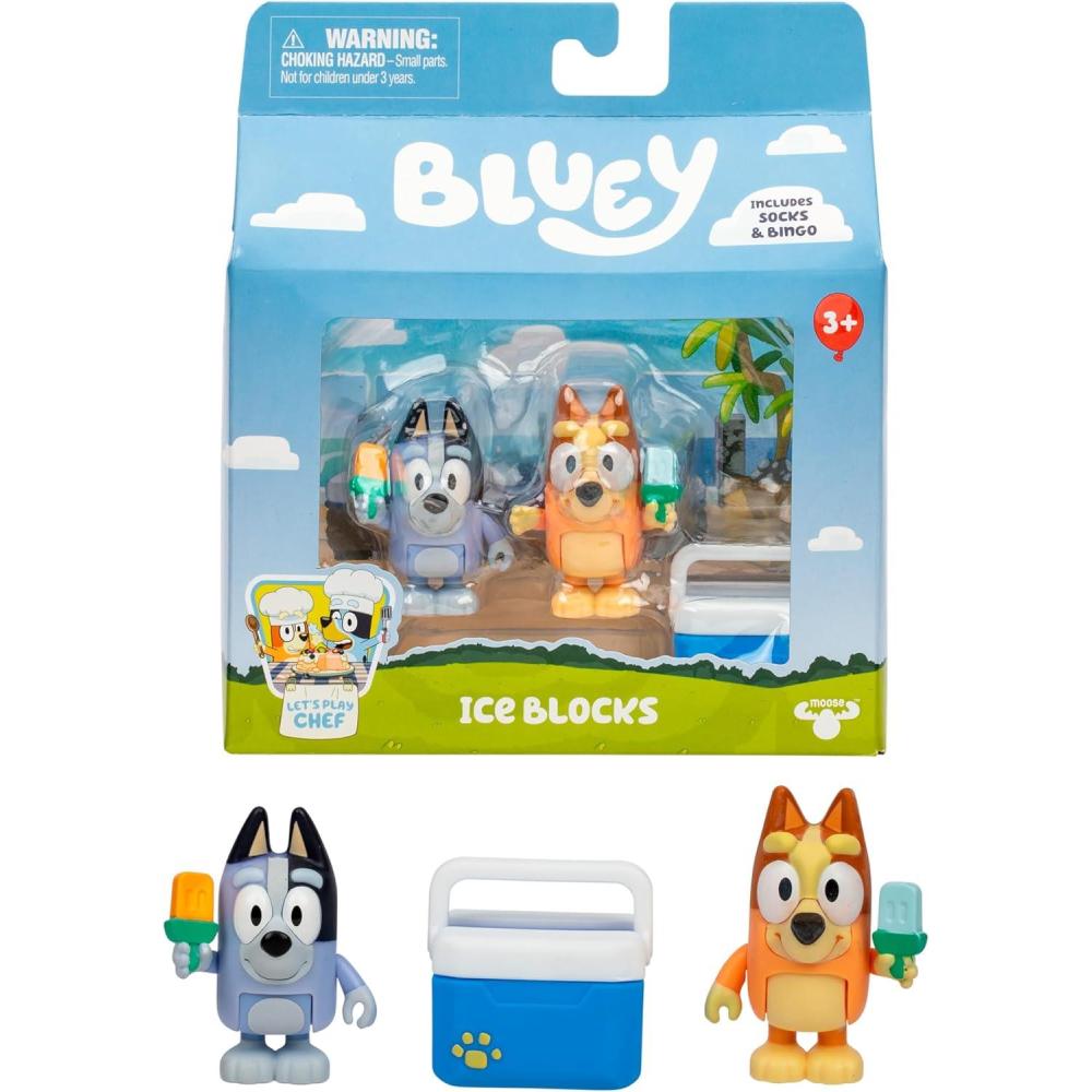 imageBluey Animal Costume Toy Figurines Pack of 2 Robust Articulated Character Toys with Zebra and Cheetah Onesies Small Action Figures for Kids Ages 3Ice Block