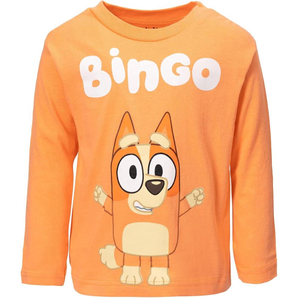 imageBluey Bingo Chilli Mom Bandit Dad Long Sleeve Matching Family TShirt Toddler to AdultBingo Orange