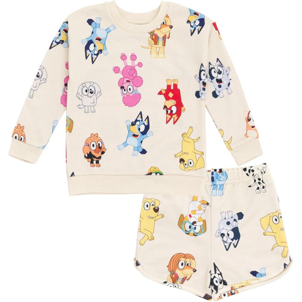 imageBluey Bingo Chloe Coco French Terry Sweatshirt and Shorts Infant to Big KidMulticolor