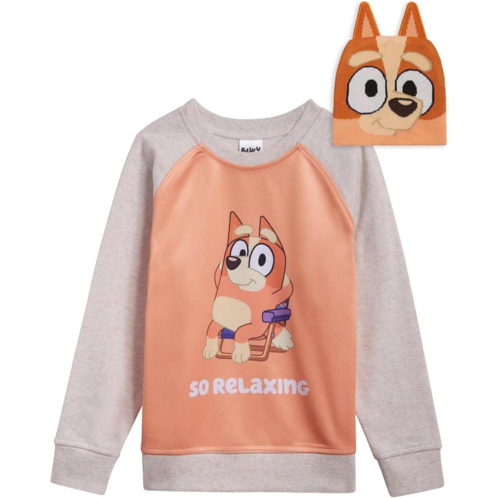 imageBluey Bingo Fleece Sweatshirt and Hat Toddler to Little KidBingo