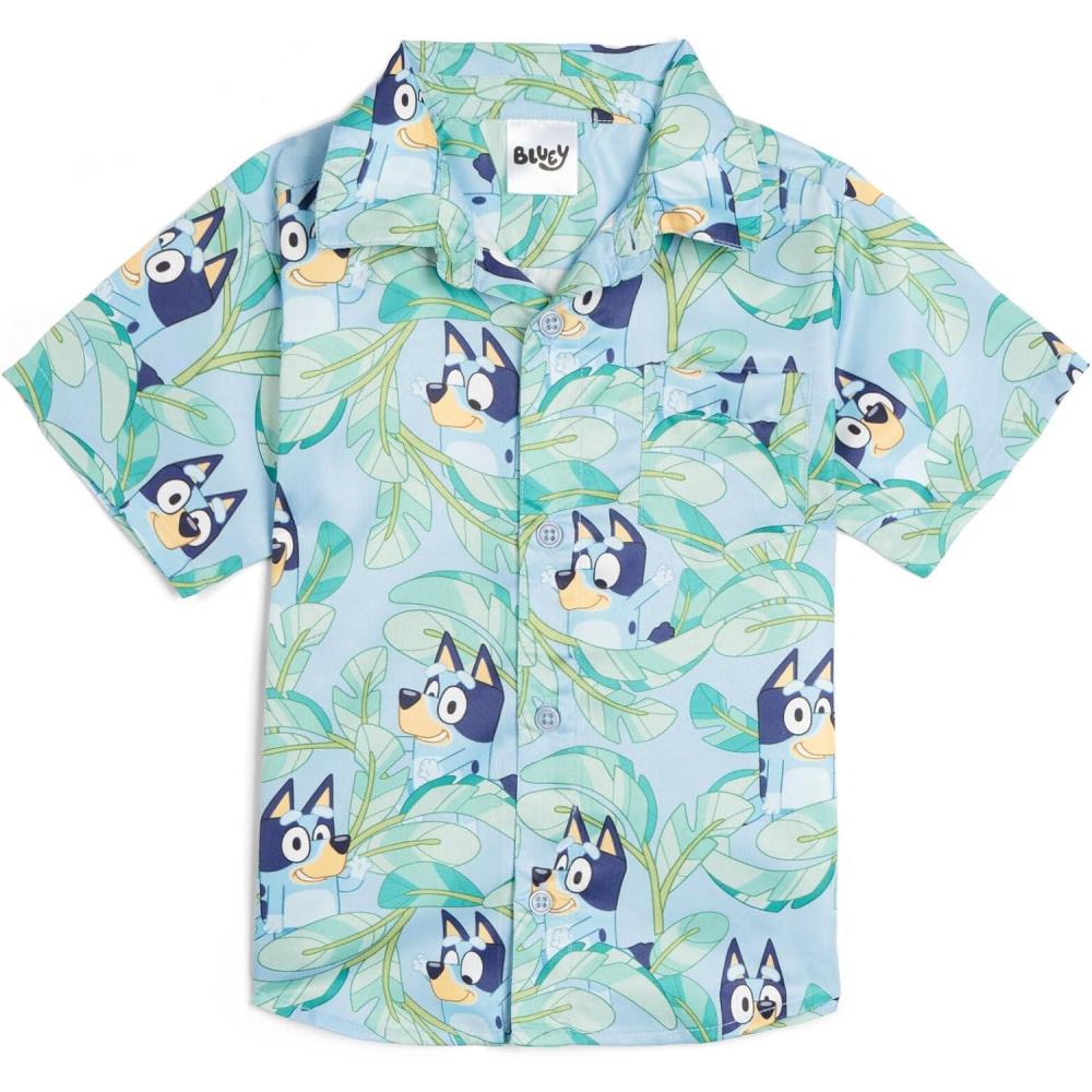 imageBluey Bingo Hawaiian Button Down Dress Shirt Toddler to Big KidBluey Tropical