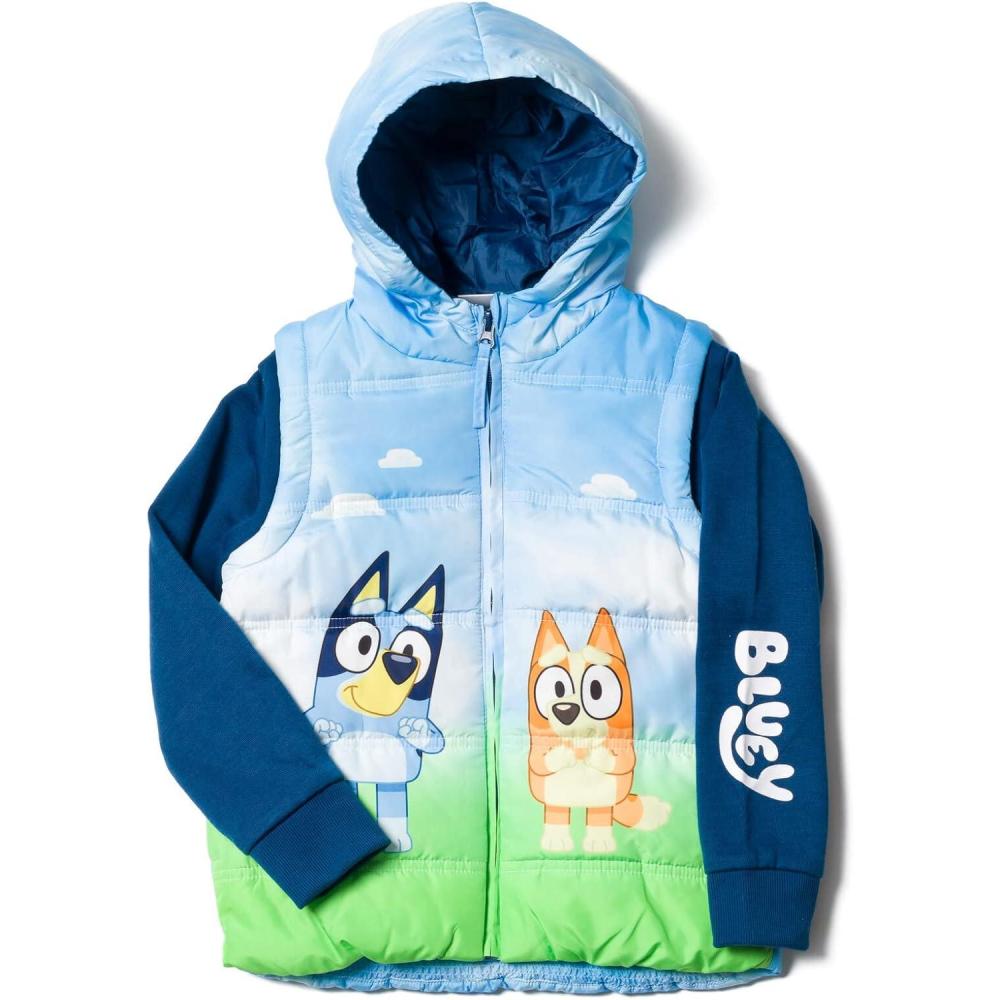 imageBluey Bingo Zip Up Vest 2fer Jacket Toddler to Little KidBlue