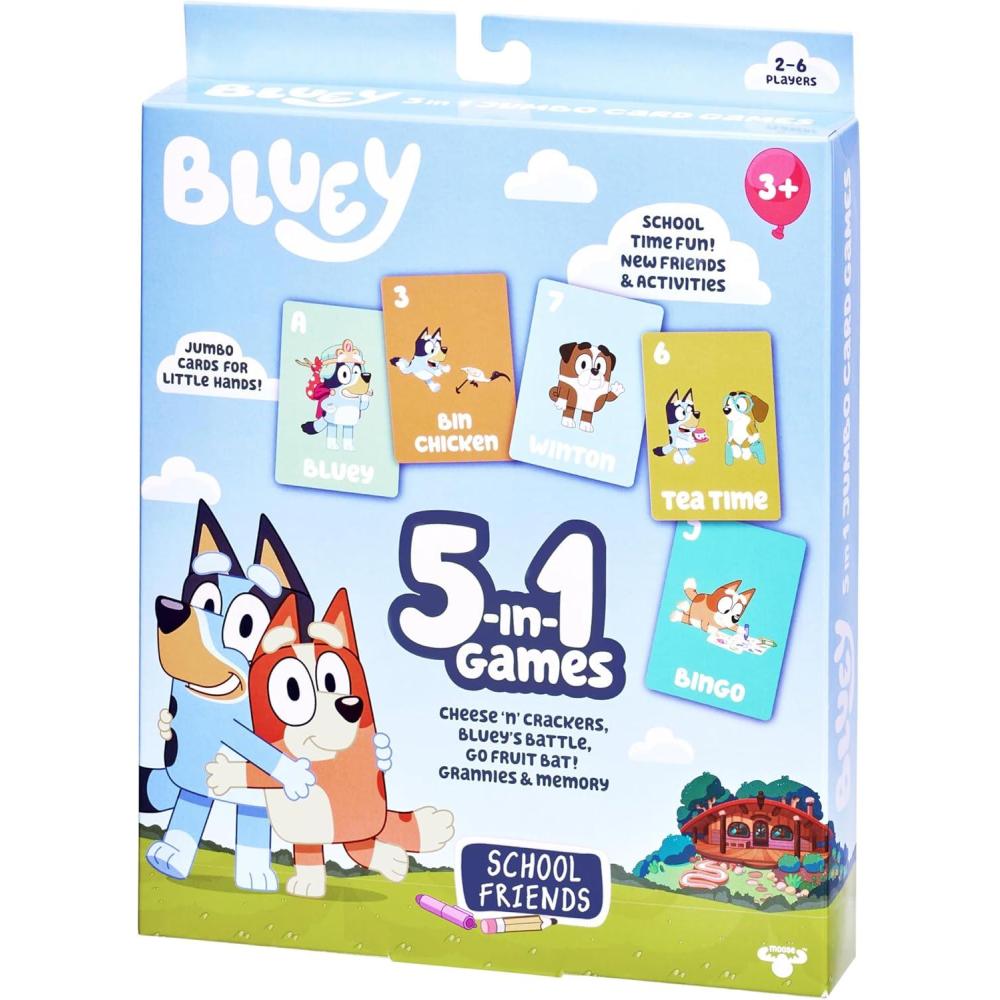 imageBluey Bingos Bingo School Friends Card Game Image Matching Card Game with 40 Cards 48 Chips and 12 Scoring Chips Fun Games for Kids of Ages 3School Friend