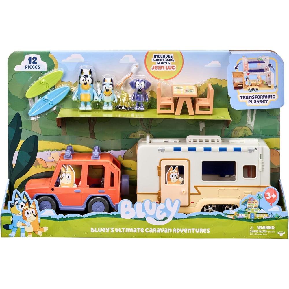 imageBluey Caravan Adventure Playset with 25quot Jean Luc Figure MulticolorCaravan Playset Three Figures 4WD Vehicle Bundle