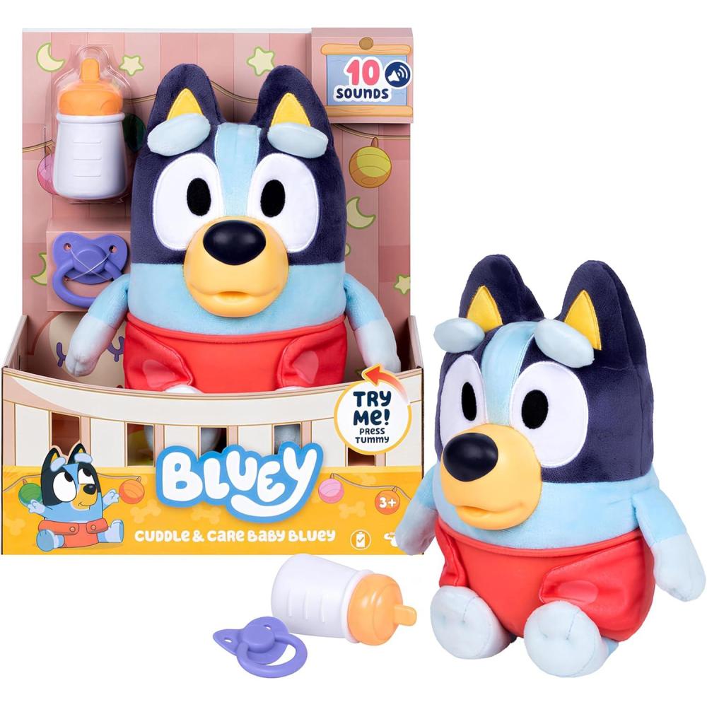 imageBluey Care and Cuddle Soft Baby Toy Plush 11 Interactive Electronic Baby Plush Toy with 10 Different Sounds Cuddly Soft Toys for Ages 3Cuddle  Care Baby Bluey