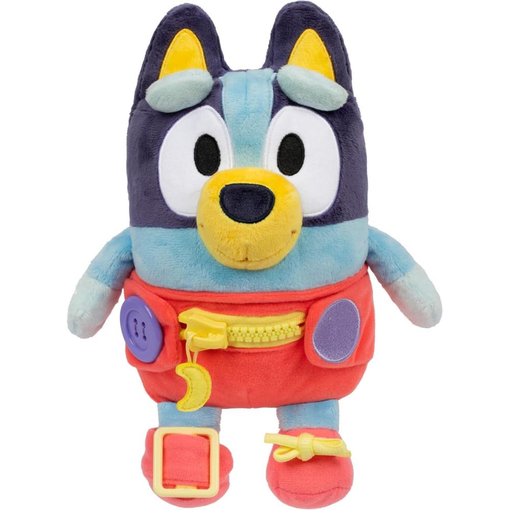 imageBluey Care and Cuddle Soft Baby Toy Plush 11 Interactive Electronic Baby Plush Toy with 10 Different Sounds Cuddly Soft Toys for Ages 3Dress  Play Baby Bluey