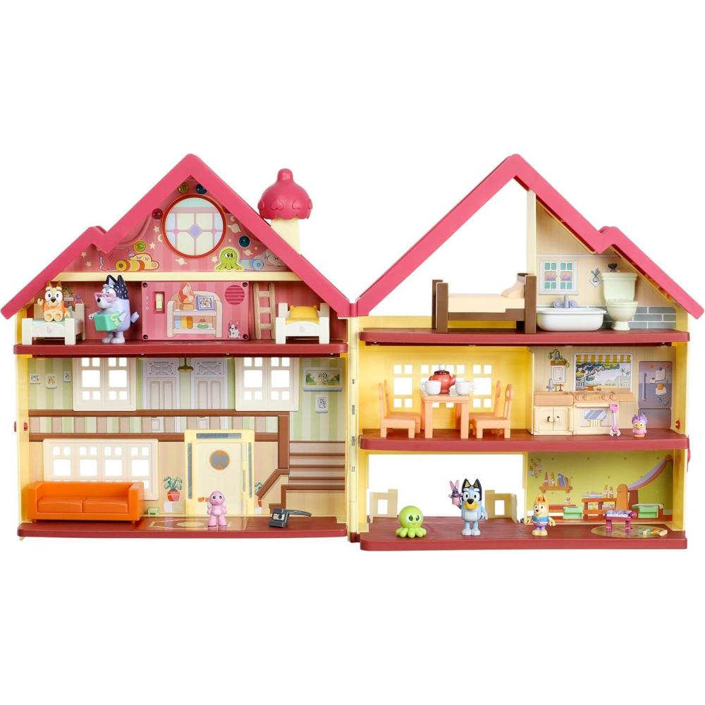 imageBluey Celebration Home Playset Portable Birthday Party Toy House with 11 Removable Accessories and 25 Figure House Toys for Kids of Ages 31 XL Lights and Sounds Home