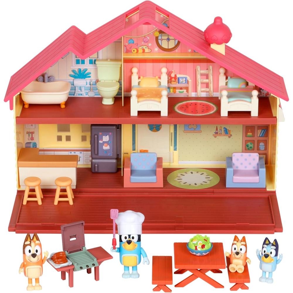 imageBluey Celebration Home Playset Portable Birthday Party Toy House with 11 Removable Accessories and 25 Figure House Toys for Kids of Ages 32 Mega Bundle Home
