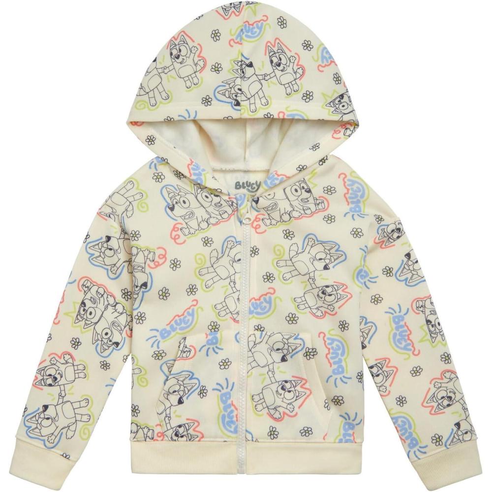 imageBluey Cozy Sherpa Zip Up Cosplay Hoodie Toddler to Big Kid Sizes 2T 1012Cream White