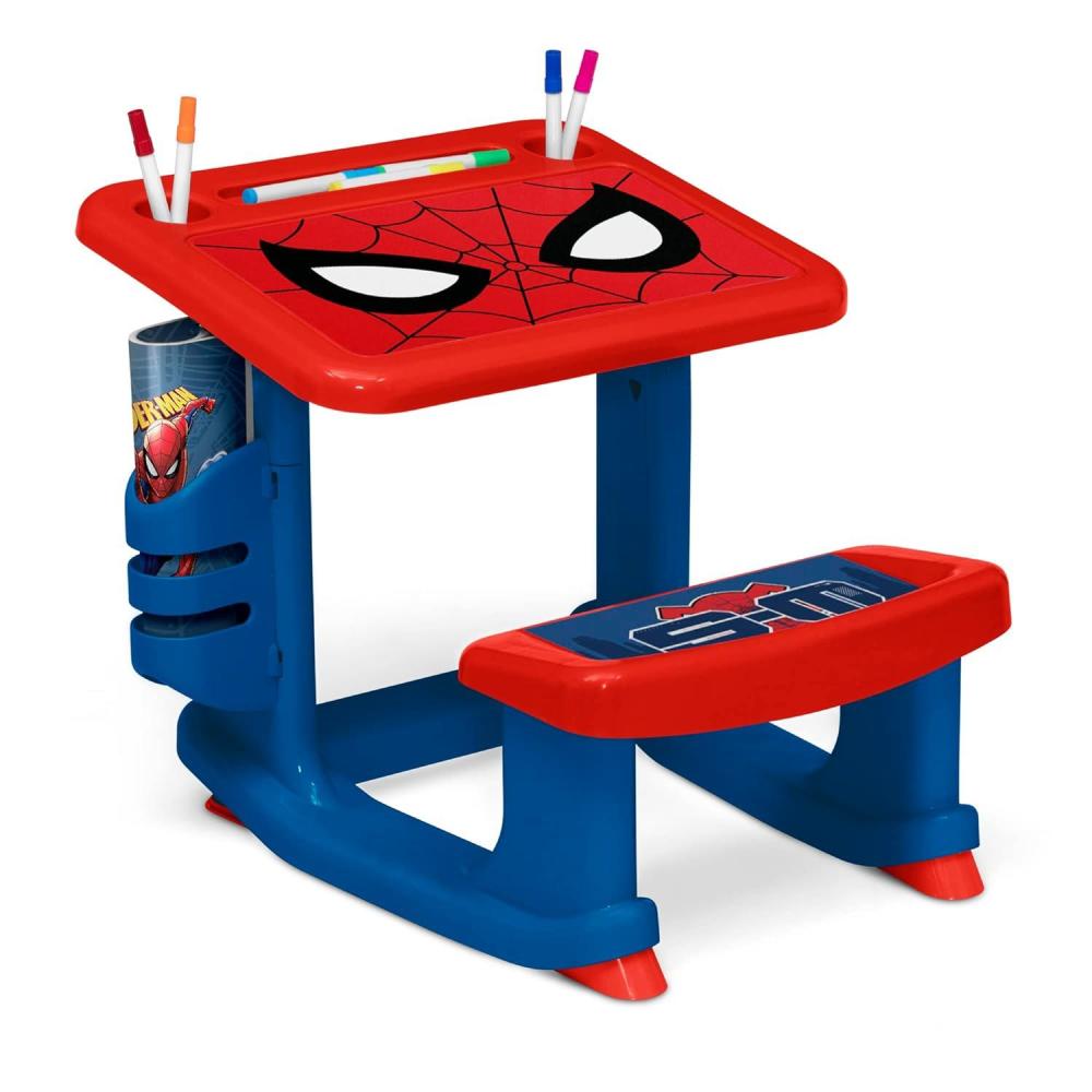 imageBluey Draw and Play Desk by Delta Children Includes 10 Markers and Coloring Book BlueSpiderMan