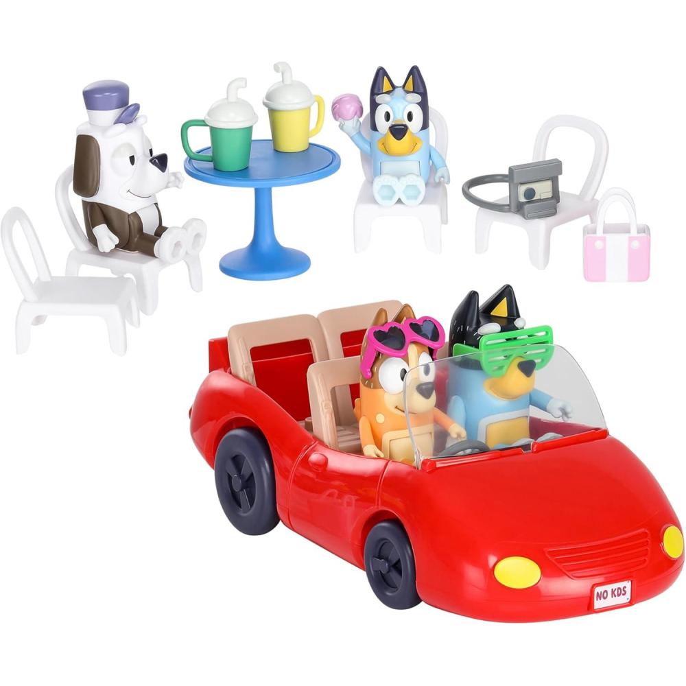 imageBluey Escape Convertible Vehicle Figurines Pack of 4 Robust Toddler Toy Car with 9 Accessories and Stickers Immersive Car Toys for Kids Ages 3Escape Convertible Amazon Exclusive