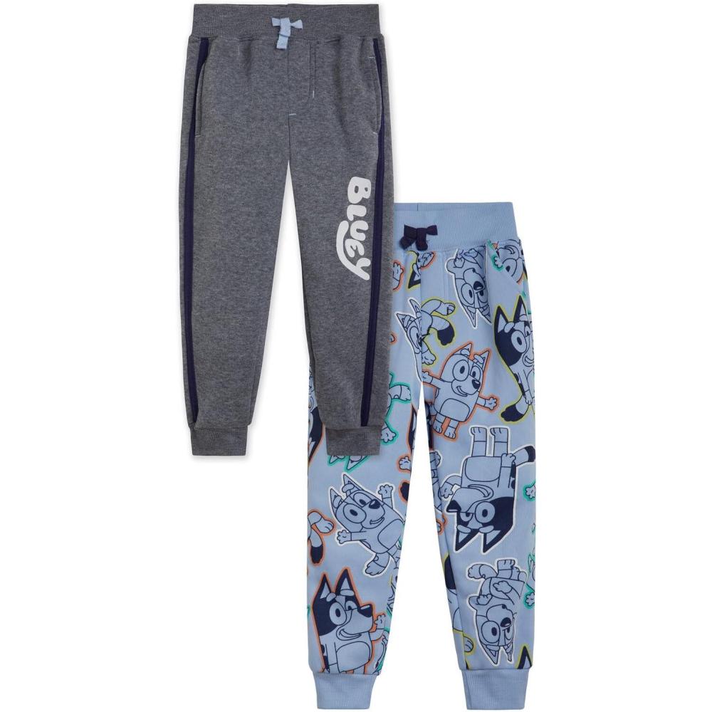 imageBluey Fleece 2 Pack Jogger Pants Toddler to Big Kid Sizes 2T  1012Blue  Gray