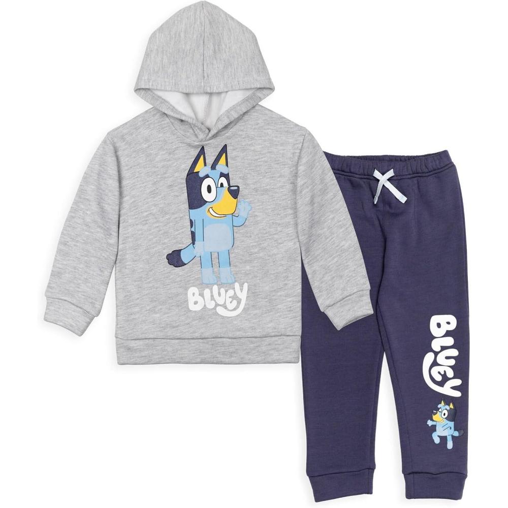 imageBluey Fleece Pullover Hoodie and Pants Outfit Set Toddler to Little Kid Sizes 2T 78Grey Blue