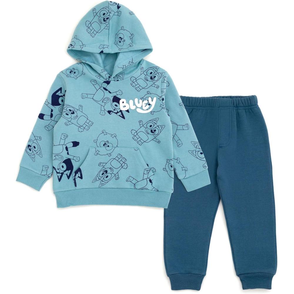 imageBluey Fleece Pullover Hoodie and Pants Outfit Set Toddler to Little Kid Sizes 2T 78Teal Blue Bluey