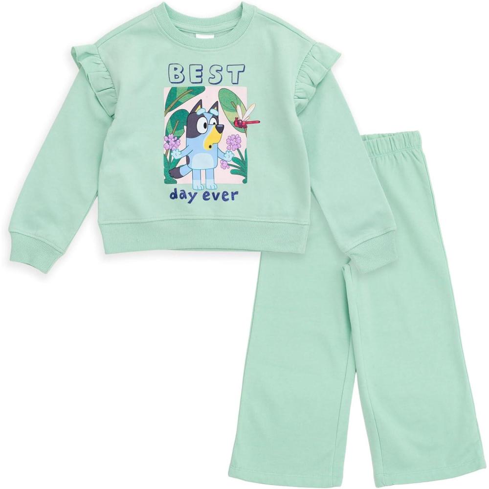 imageBluey Fleece Sweatshirt and Jogger Pants Outfit Set Infant to Big Kid Sizes 12 Months 1416Spring Green