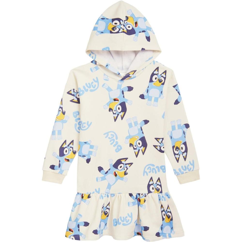 imageBluey Girls Fleece Dress Toddler to Big KidWhite