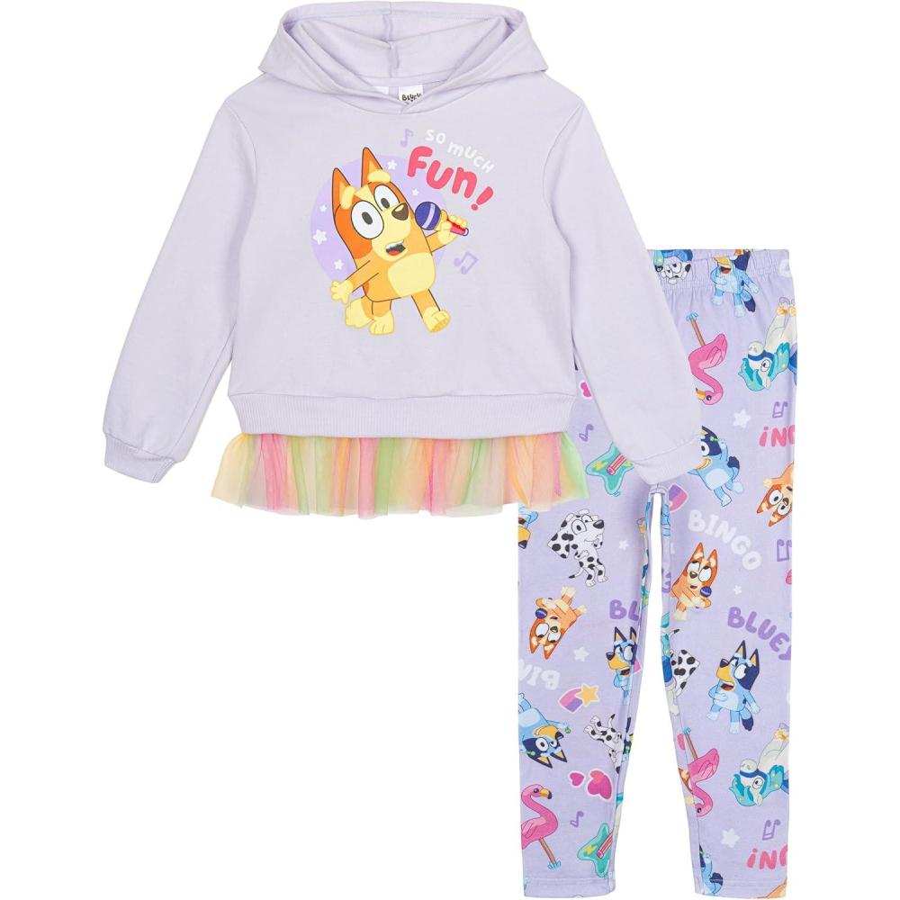 imageBluey Girls Fleece Hoodie and Leggings Outfit SetLavender