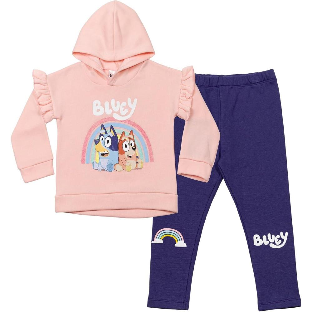 imageBluey Girls Fleece Hoodie and Leggings Outfit SetPinkPurple