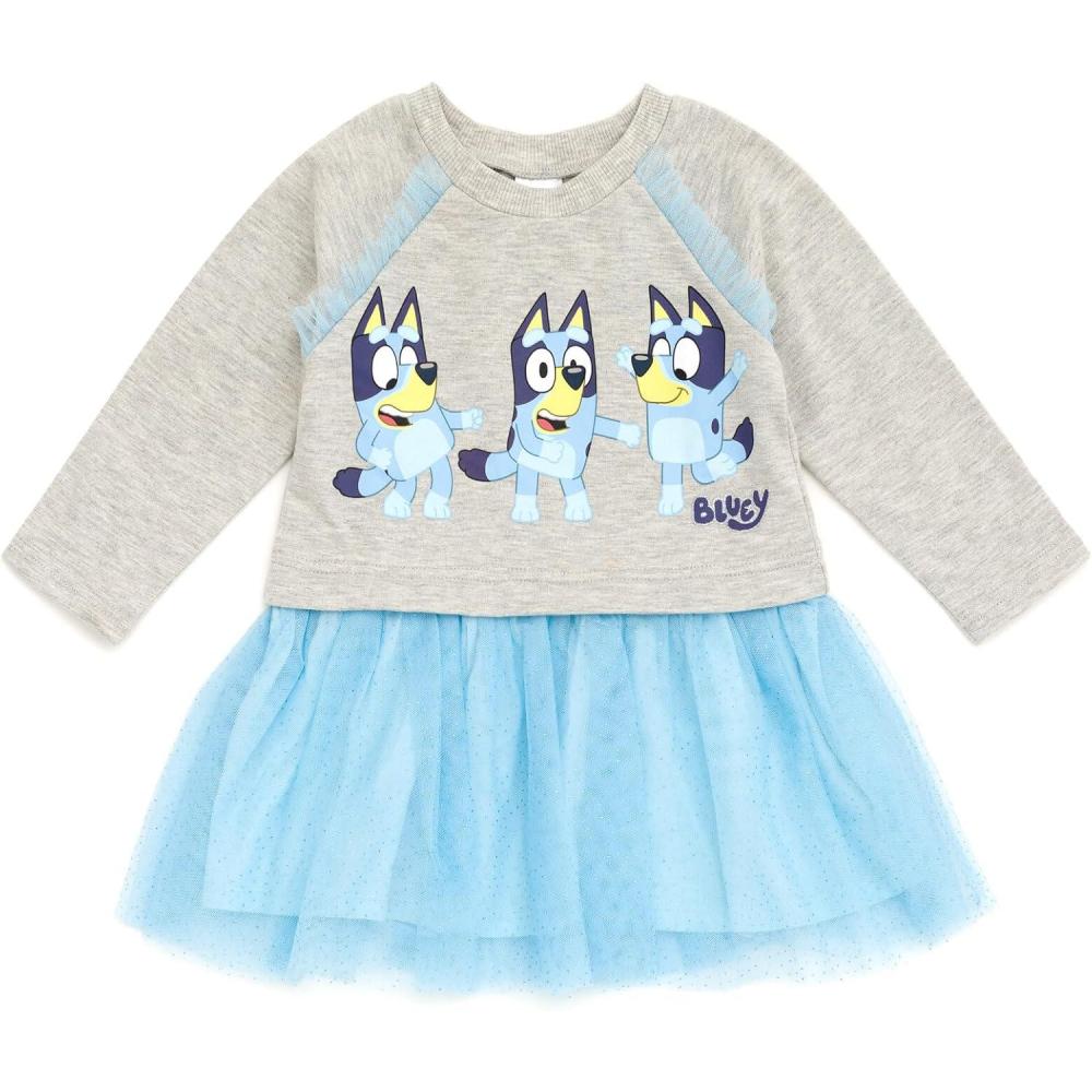 imageBluey Girls French Terry Mesh Tutu Dress Toddler to Big Kid Sizes 2T 1012Blue