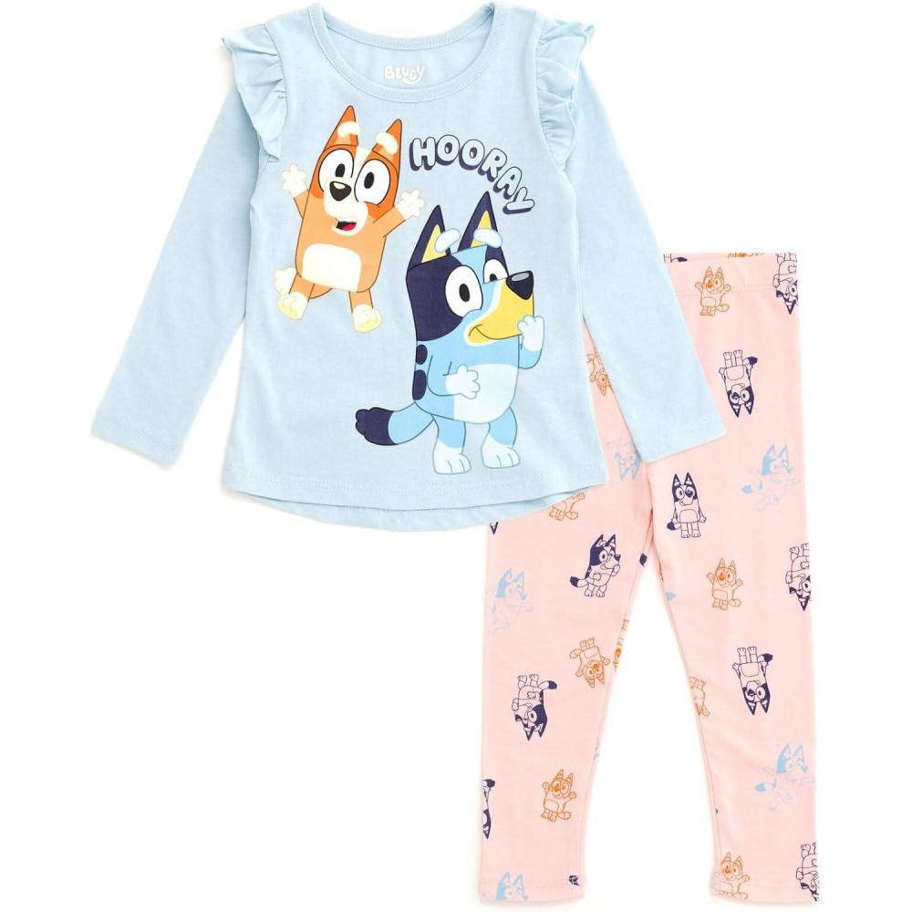 imageBluey Girls TShirt and Leggings Outfit Set Toddler to Big Kid Sizes 2T 1012Blue Pink