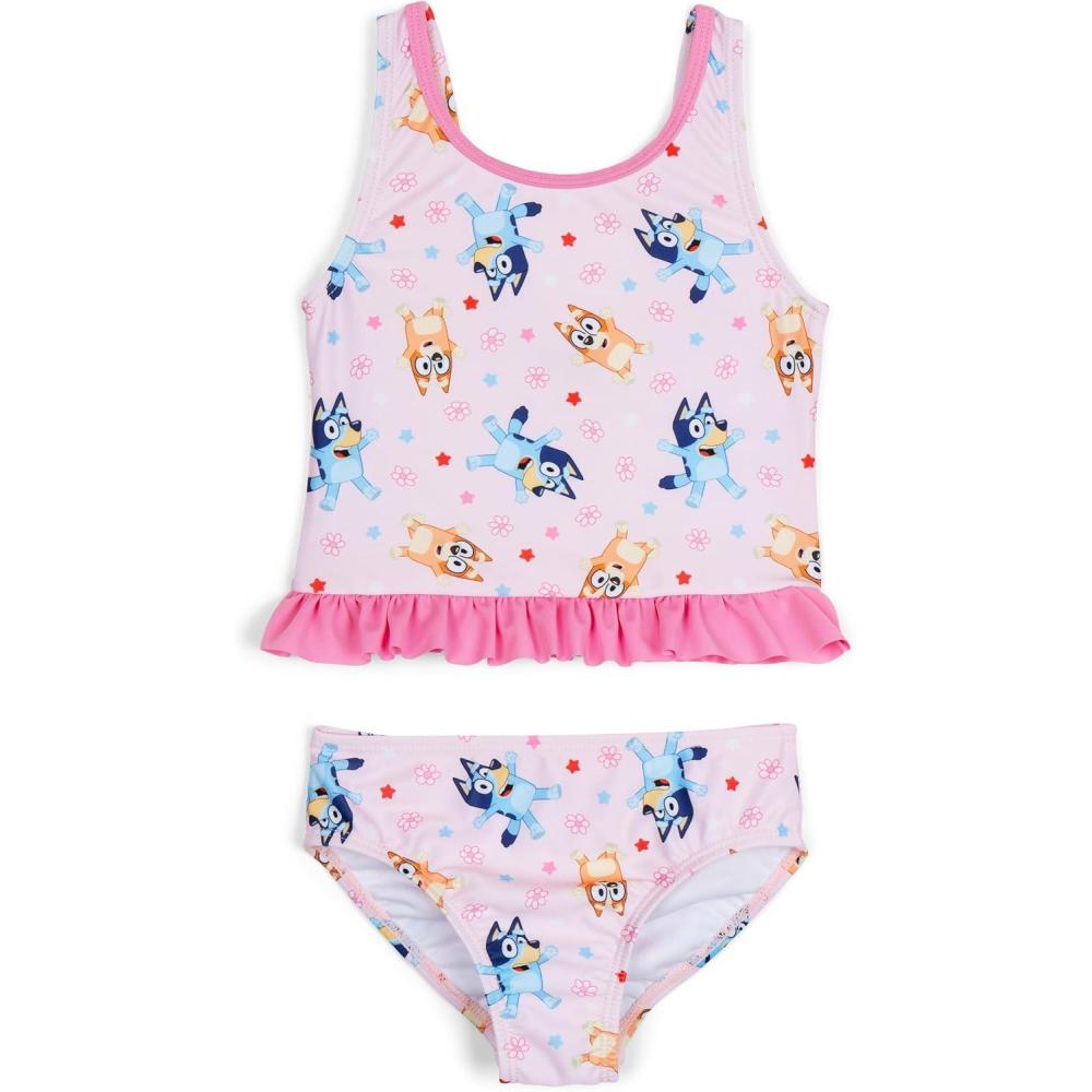 imageBluey Girls UPF 50 Tankini Top and Bikini Bottom Swim Set Toddler to Big Kid Sizes 2T 1012Pink