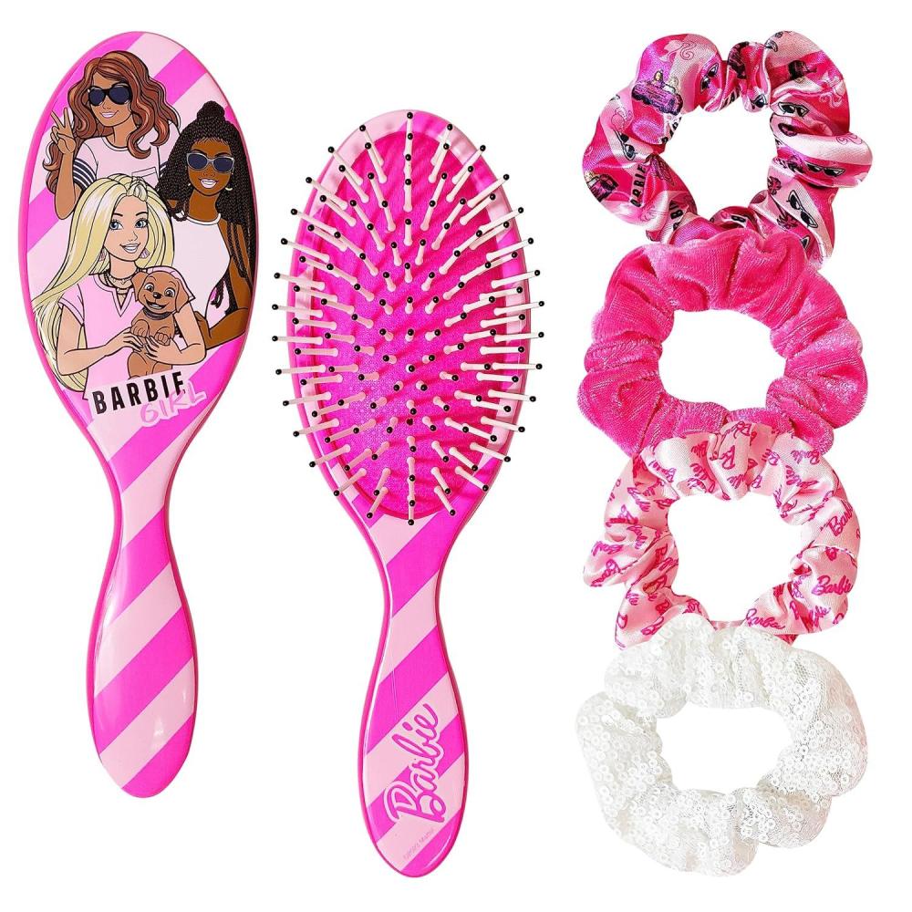 imageBluey Hair Accessory 5 Pcs Set  1 Regular 9 inch Bluey HairBrush For Girls  4 Bluey Scrunchies For Kids  Accessories For Girls  Detangling Brush  Elastic Hair Ties Ropes Scrunchies Ages 3Barbie 5 Piece Hair Accessories