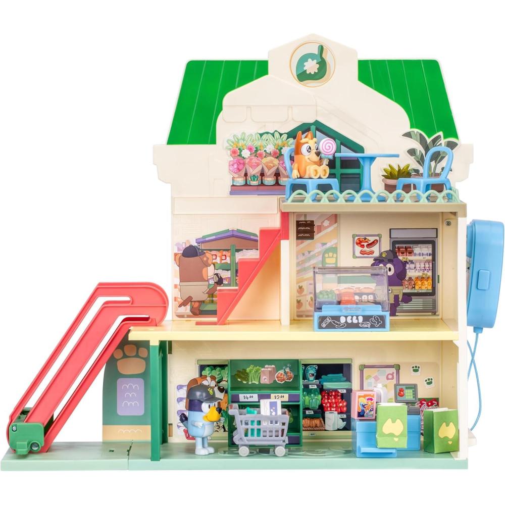 imageBluey Hammerbarn Mega Kids Home Improvement Store Playset 22 4 Level Pretend Store with 15 Accessories and 45 Sounds Kids Play Market for Ages 31 Supermarket